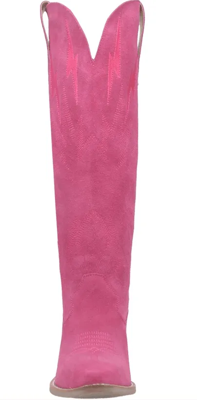 Dingo Women's Fuchsia Pink Thunder Road Snip Toe Tall Cowgirl Boots DI597 Flat Form