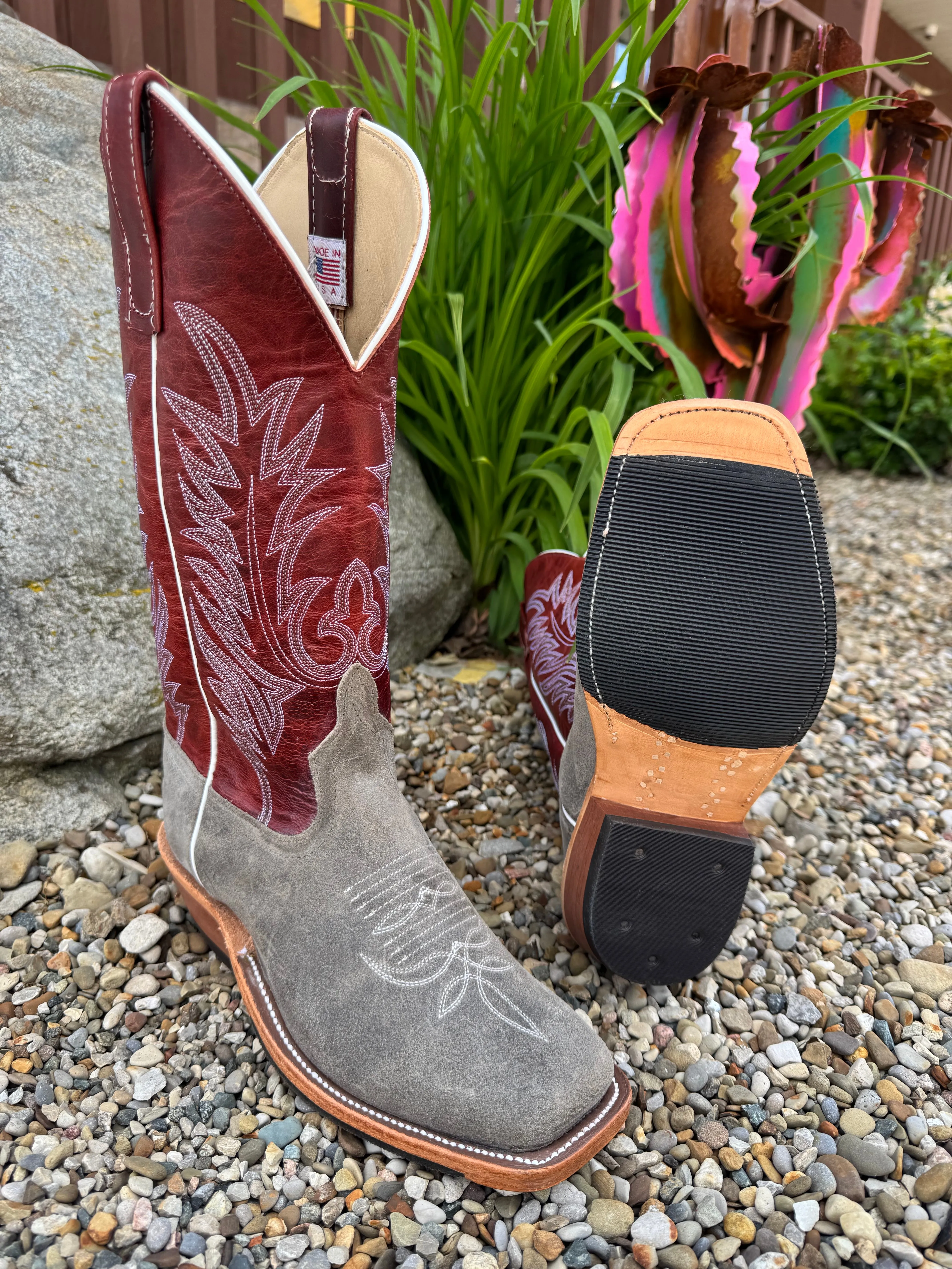 Anderson Bean Men's Stone Waxy Kudu & Red Explosion 13 Top Cowboy Toe Cowboy Boots 330487 Urban Feel All Day Use