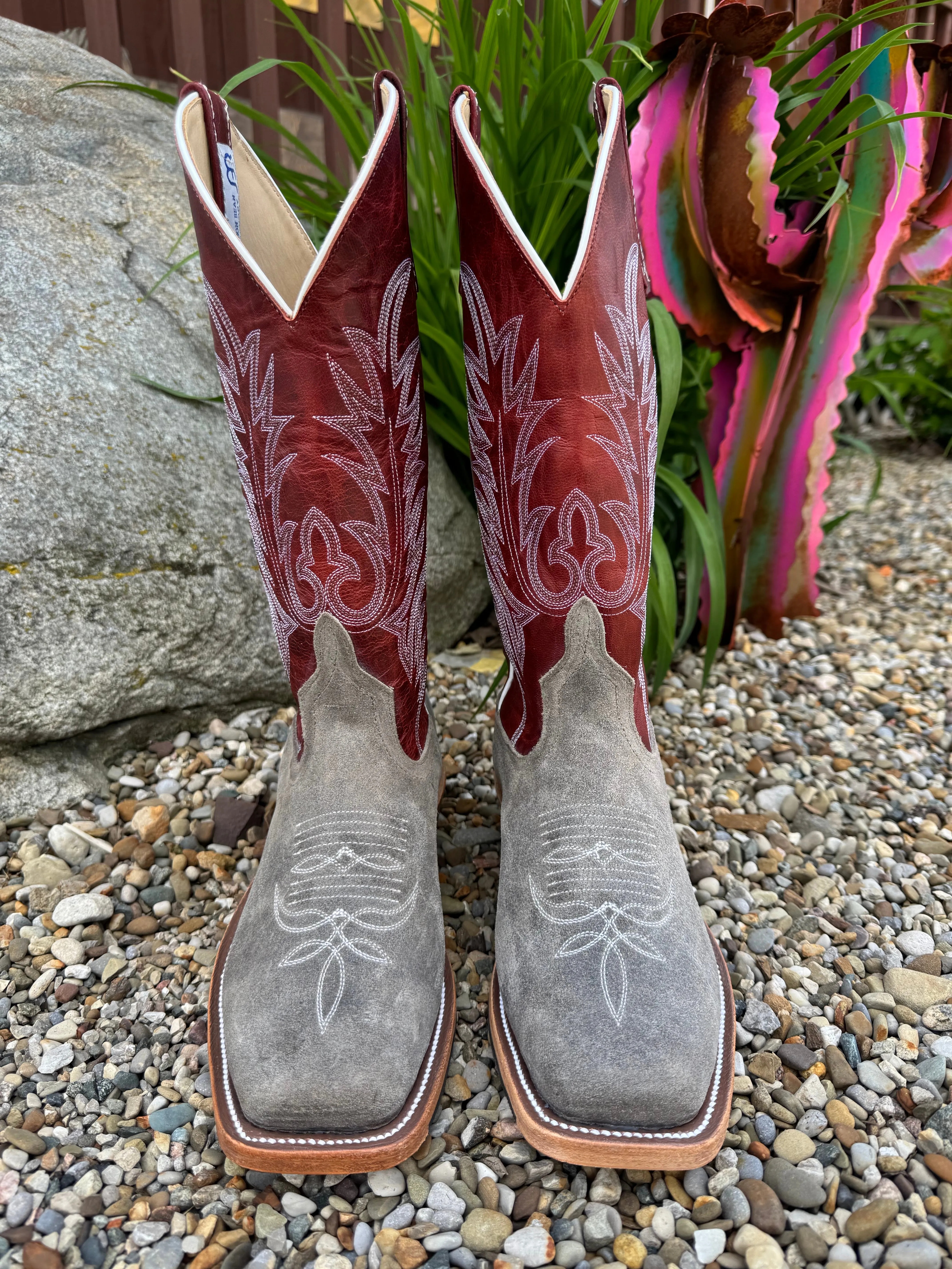 Functional Form Trail Ready Anderson Bean Men's Stone Waxy Kudu & Red Explosion 13 Top Cowboy Toe Cowboy Boots 330487