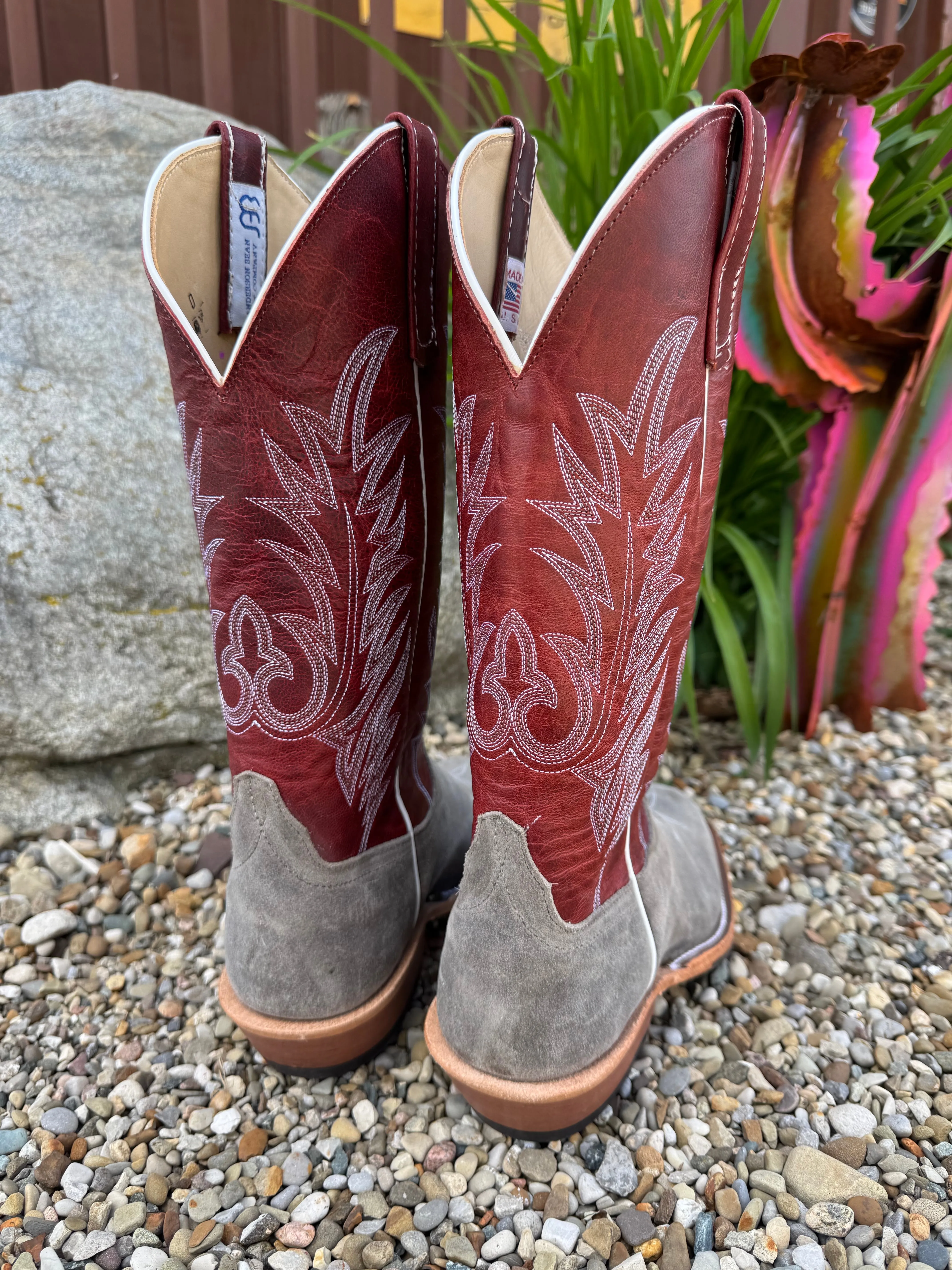 Farm Life Hill Climb Anderson Bean Men's Stone Waxy Kudu & Red Explosion 13 Top Cowboy Toe Cowboy Boots 330487