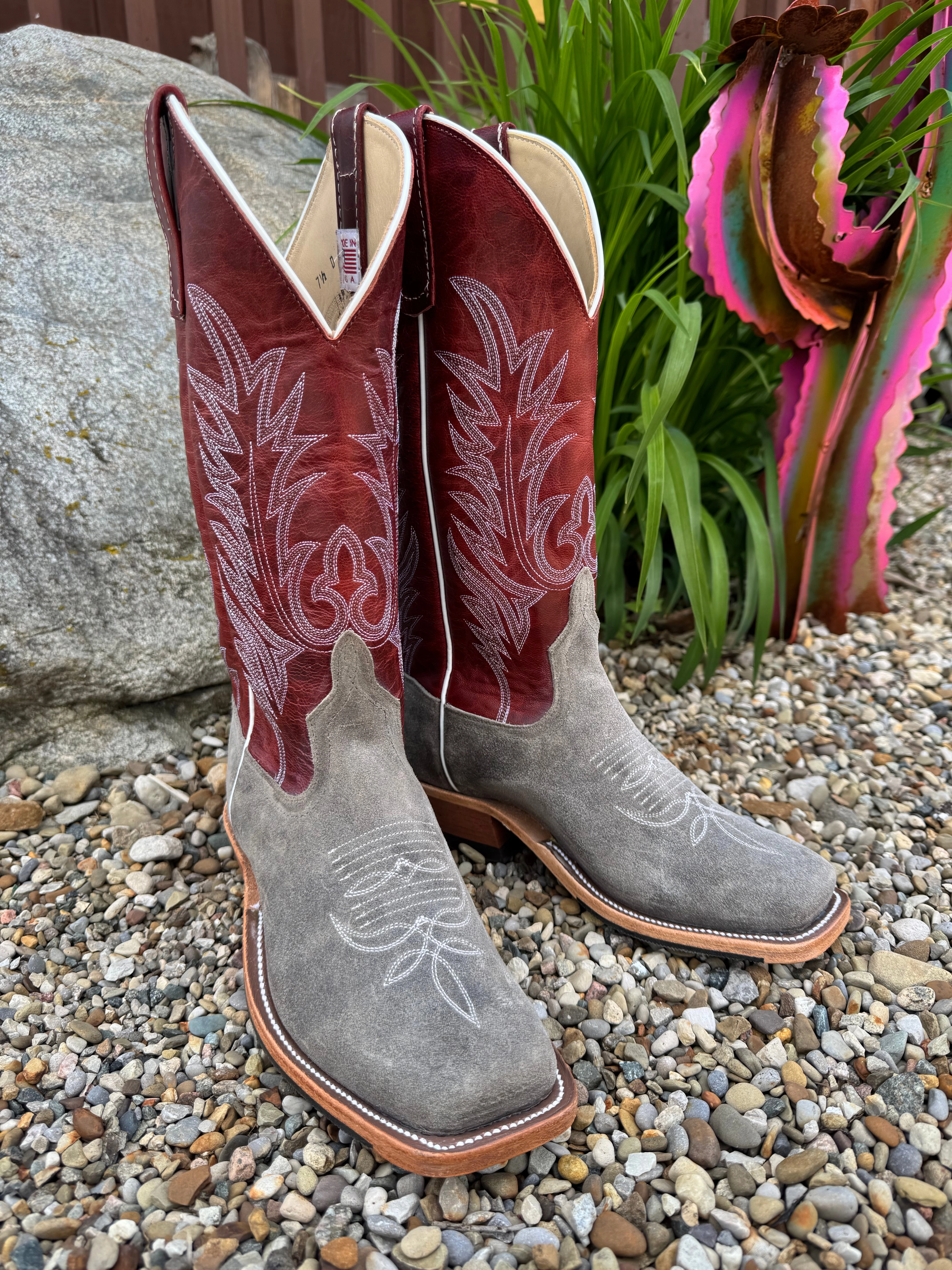 Fashion Forward soft fit Anderson Bean Men's Stone Waxy Kudu & Red Explosion 13 Top Cowboy Toe Cowboy Boots 330487
