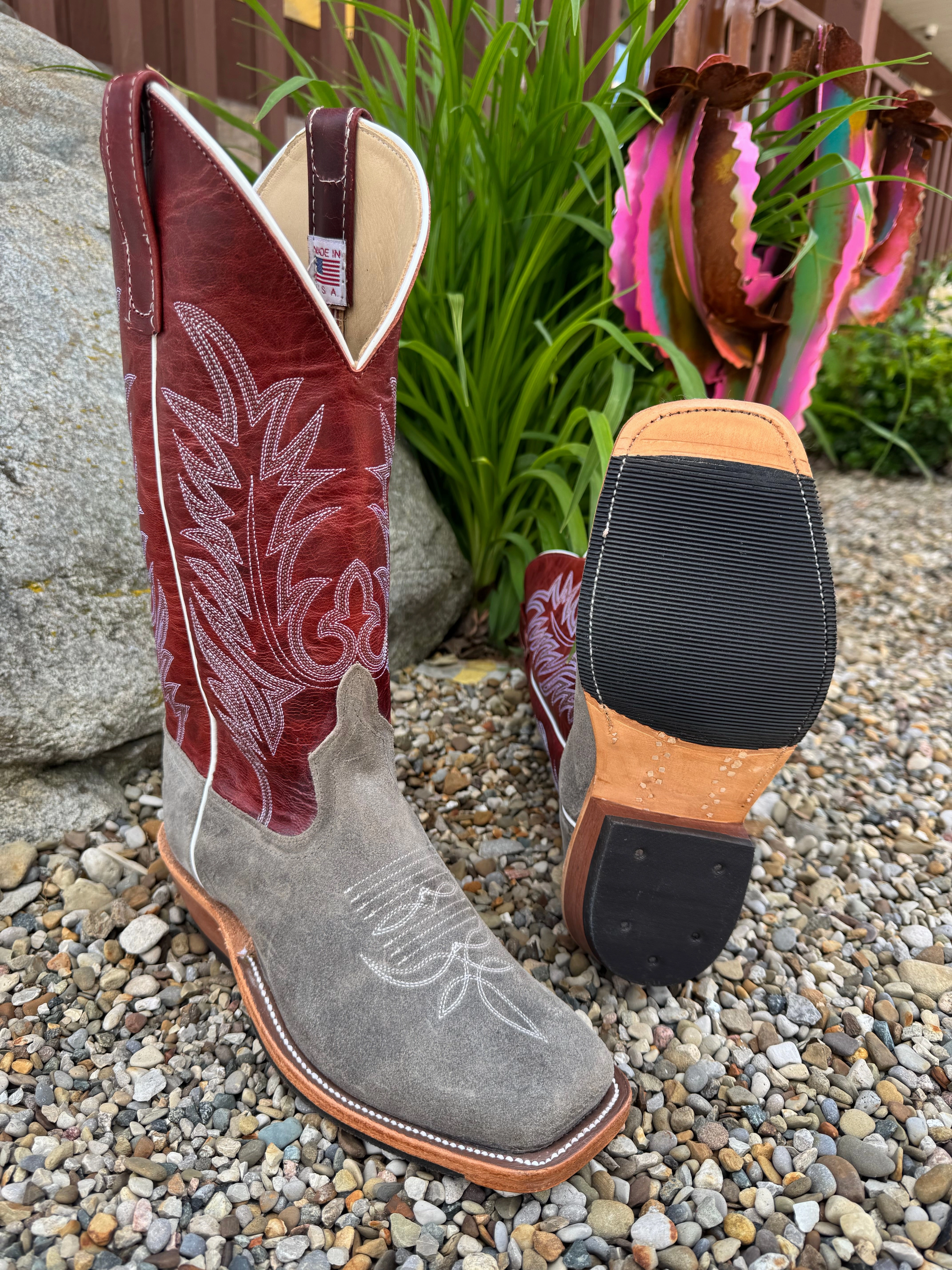 Anderson Bean Men's Stone Waxy Kudu & Red Explosion 13 Top Cowboy Toe Cowboy Boots 330487 Urban Feel All Day Use