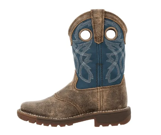 Rocky Childrens & Youth Legacy 32 Slate Blue & Brown 8" Waterproof Western Boots RKW0409C; RWW0409Y Rugged Style