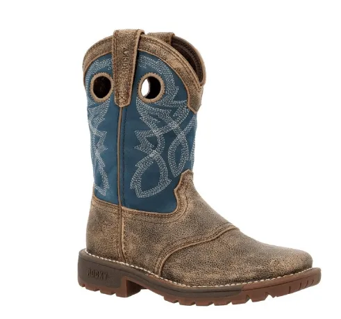 Multi Season Rugged Function Rocky Childrens & Youth Legacy 32 Slate Blue & Brown 8" Waterproof Western Boots RKW0409C; RWW0409Y