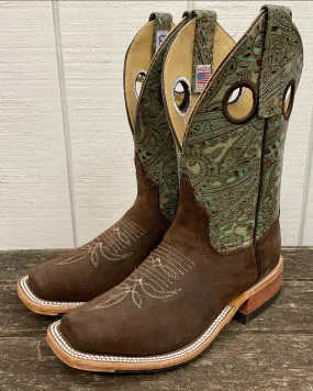 Zip Up Style Summer Friendly Anderson Bean Womens Raiz Brown Waxy Kudu & 10 Paisley Embossed Leather Top Cutter Toe Cowgirl Boots 335357