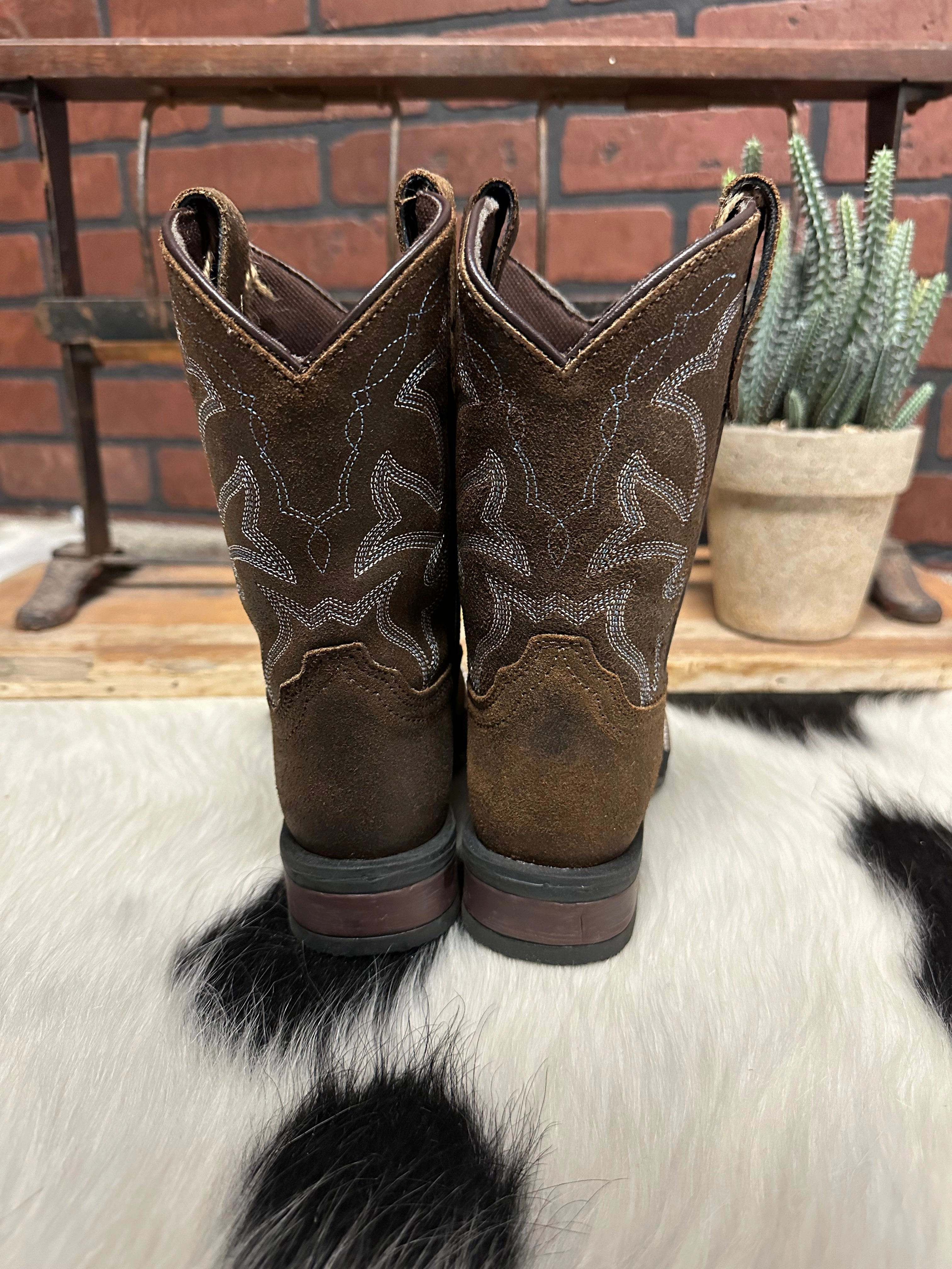 Tactical Build Roper Children/Youth Brown Oiled Suede Monterey Square Toe Western Boot 0911-2942