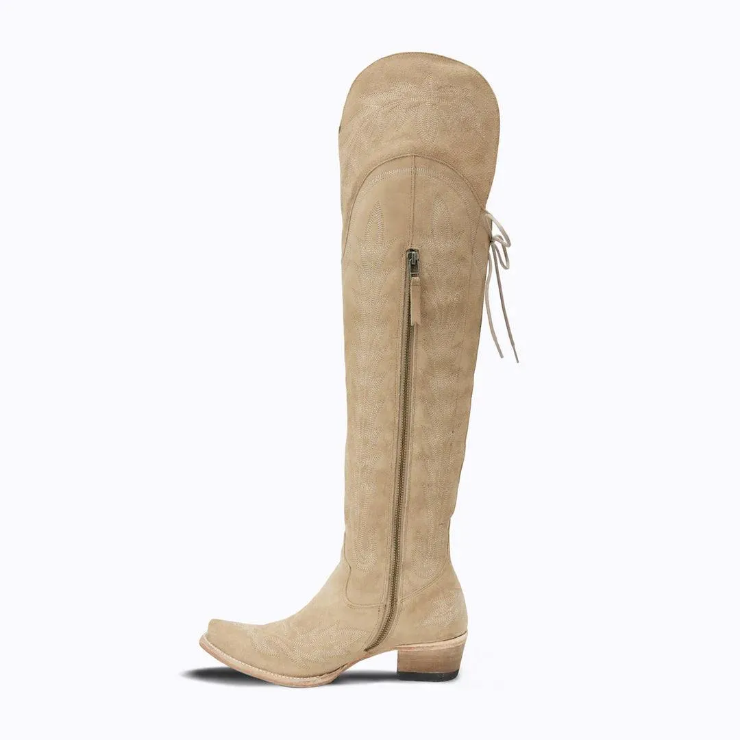 Lane Boots Womens Latte Tan Roughout Lexington OTK Tall Cowgirl Boots LB0499B Comfortable buckles Construction Ready