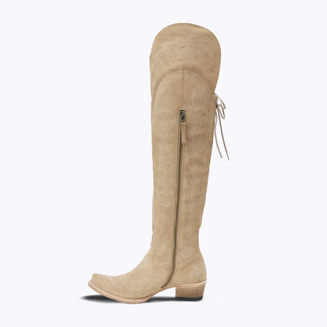 Lane Boots Womens Latte Tan Roughout Lexington OTK Tall Cowgirl Boots LB0499B Comfortable buckles Construction Ready
