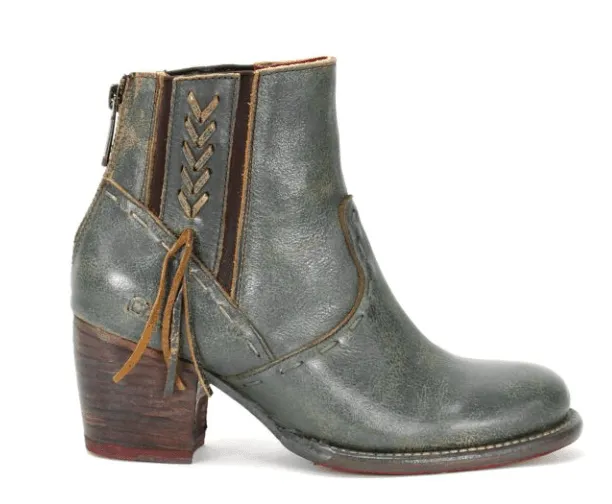 Bed Stu Women's Celestine Dark Teal Lux Leather Ankle Boots F393126-DKTLLX Roll Up