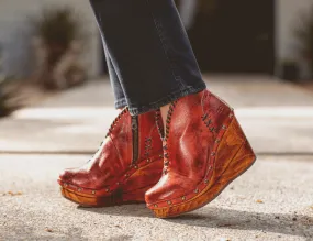 Bed Stu Women's Marina Adobe (Red) Rustic Leather Wedge Shoe F389007 Modern Comfort
