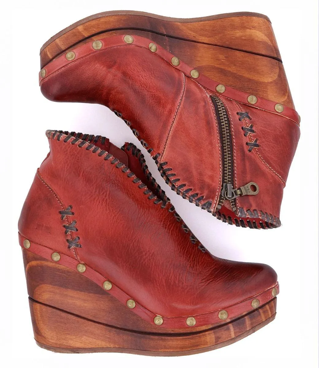 Minimalist Bed Stu Women's Marina Adobe (Red) Rustic Leather Wedge Shoe F389007