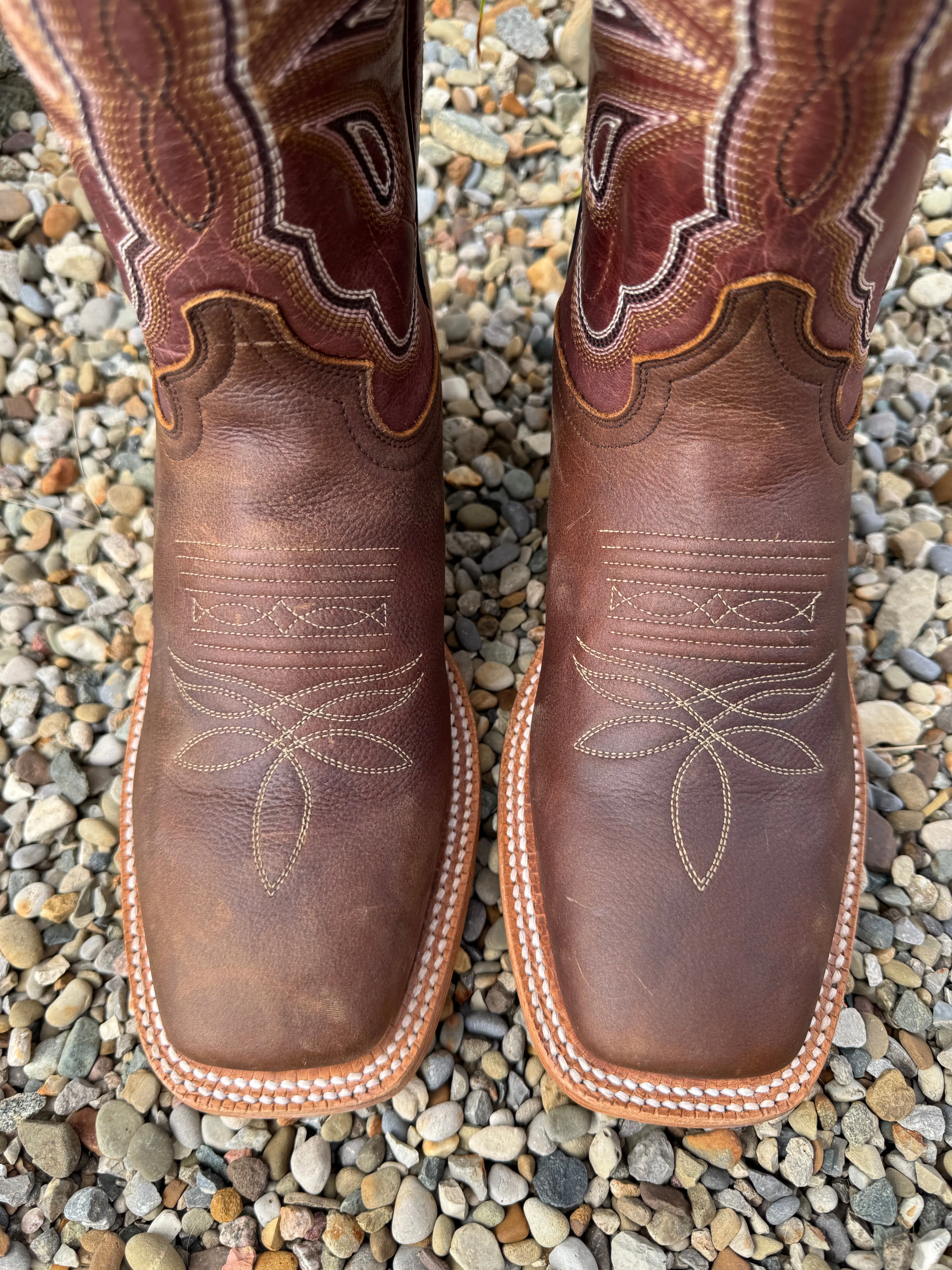 Hyer Womens Lola Brown Arena Cowhide Leather Square Toe Cowgirl Boots HW41020 Supportive Design Quick Wear