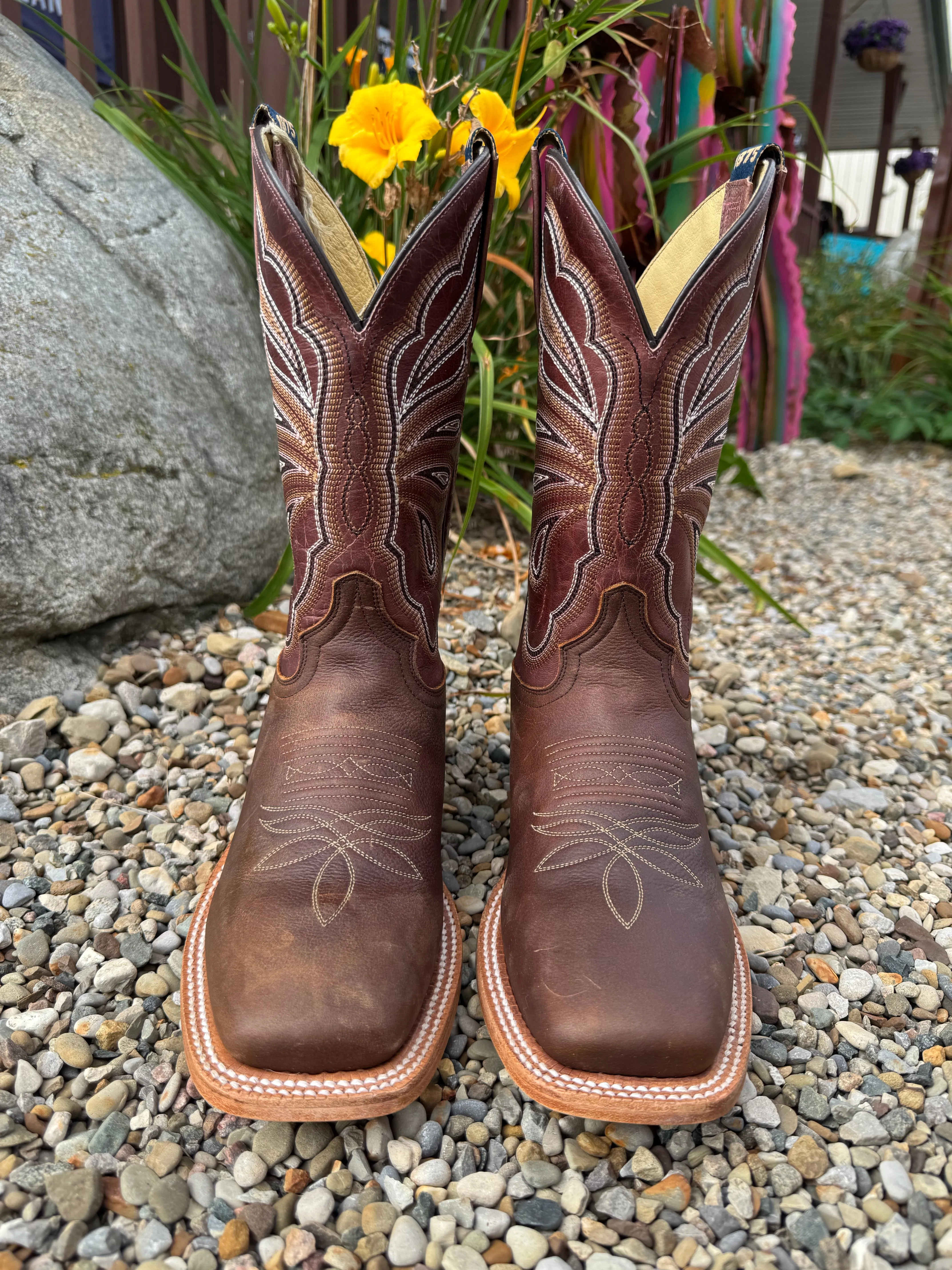 Hyer Womens Lola Brown Arena Cowhide Leather Square Toe Cowgirl Boots HW41020 Travel Essential Versatile Wear