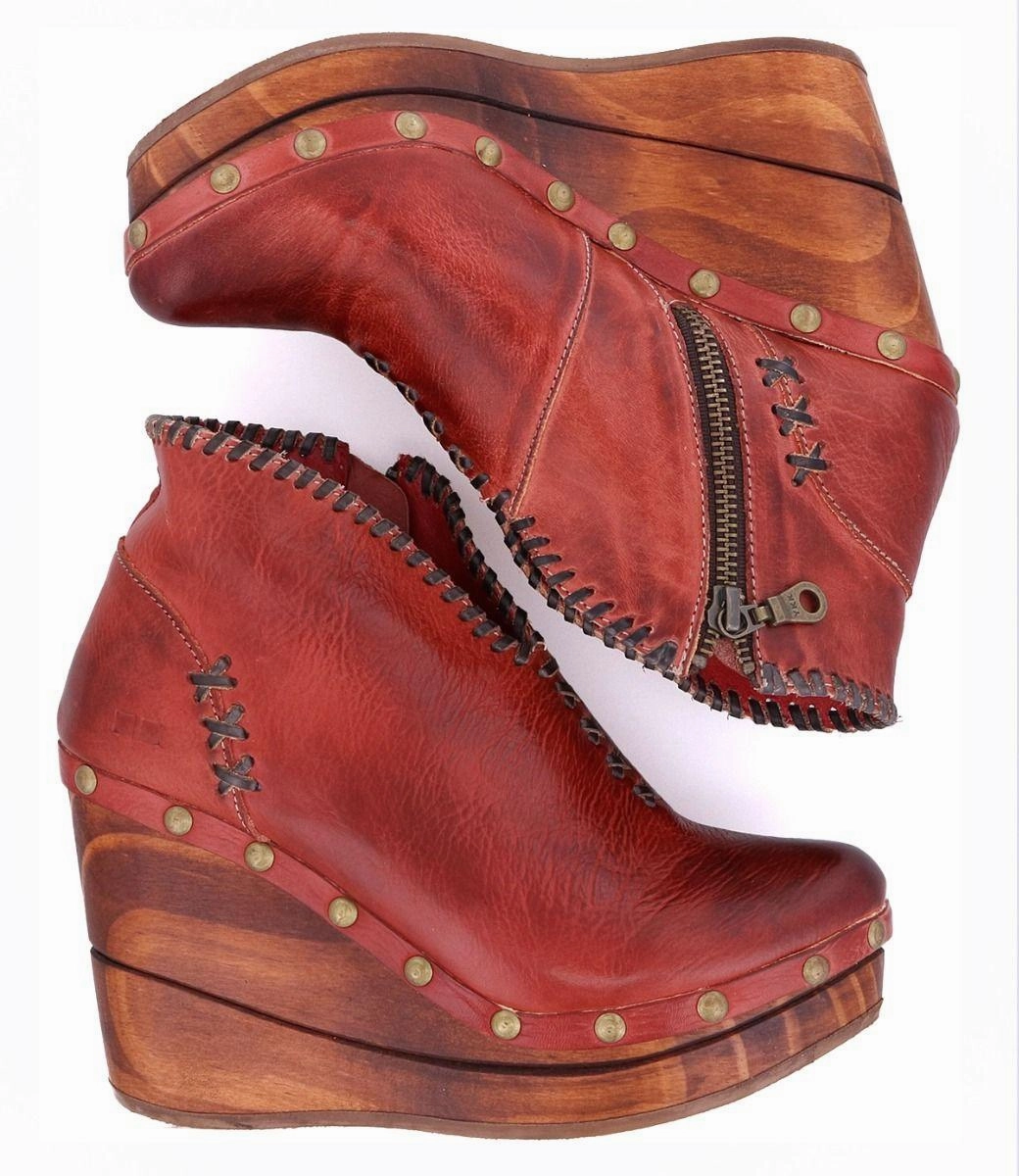 Bed Stu Women's Marina Adobe (Red) Rustic Leather Wedge Shoe F389007 orthopedic