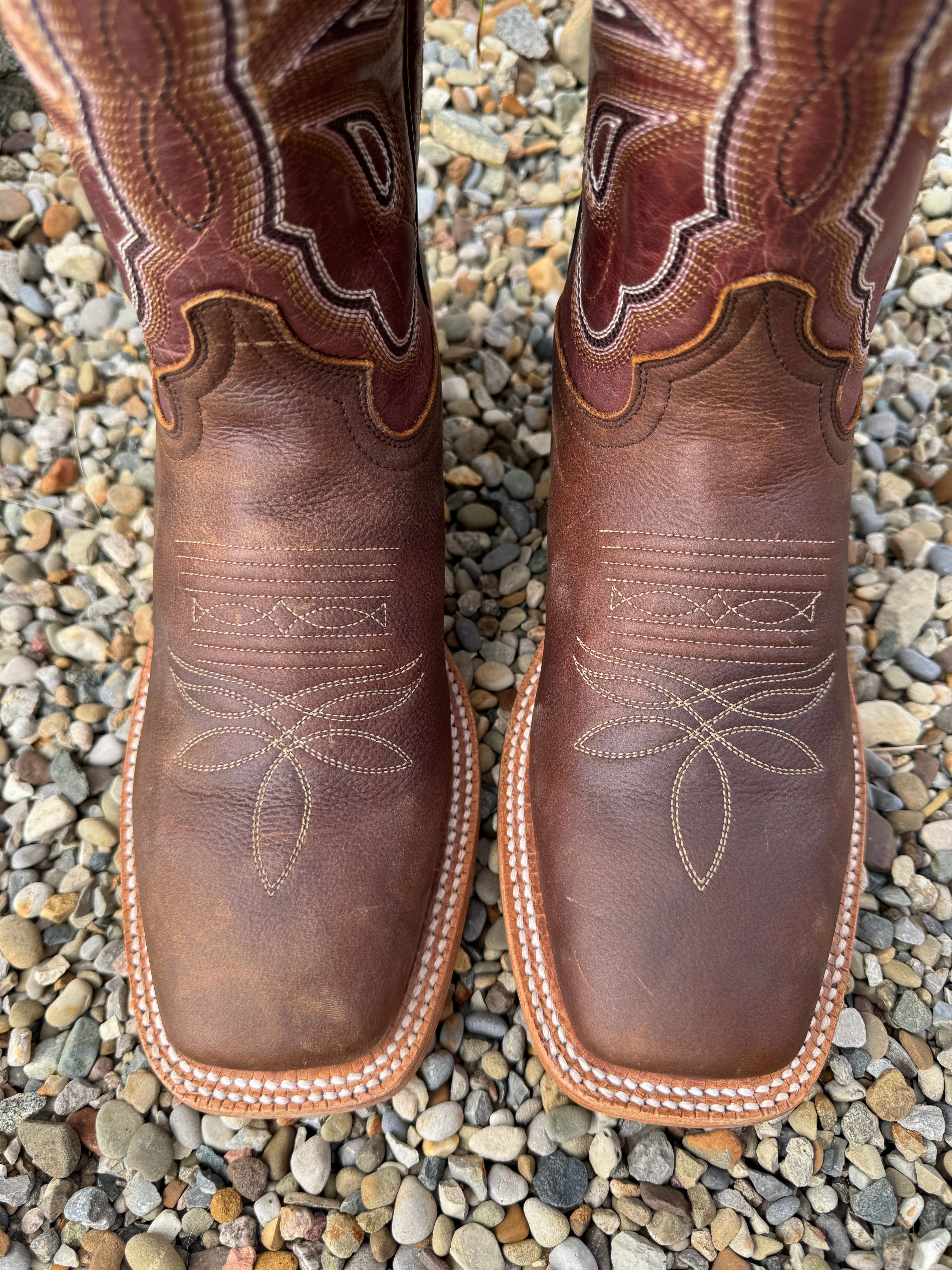 Hyer Womens Lola Brown Arena Cowhide Leather Square Toe Cowgirl Boots HW41020 Supportive Design Quick Wear