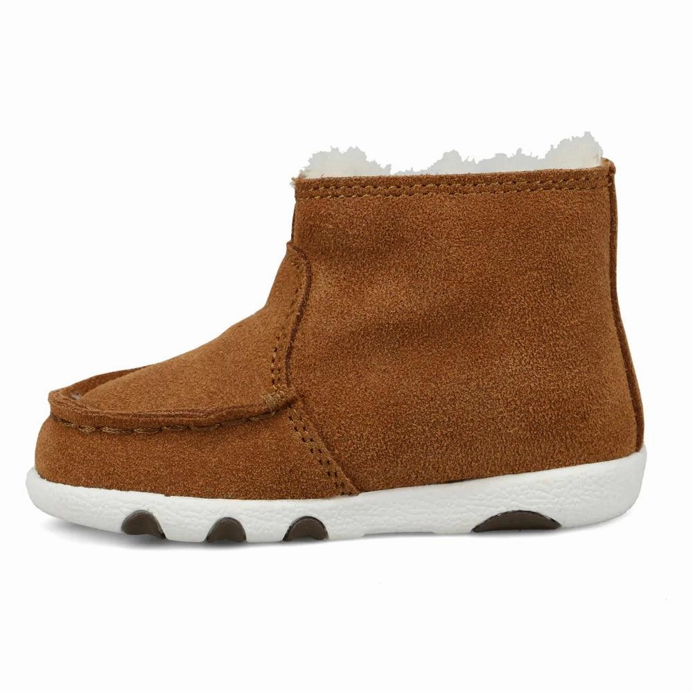 Twisted X Infant and Toddler Tan Suede Fleece Lined Baby Driving Moc Shoe ICA0021 Easy Match
