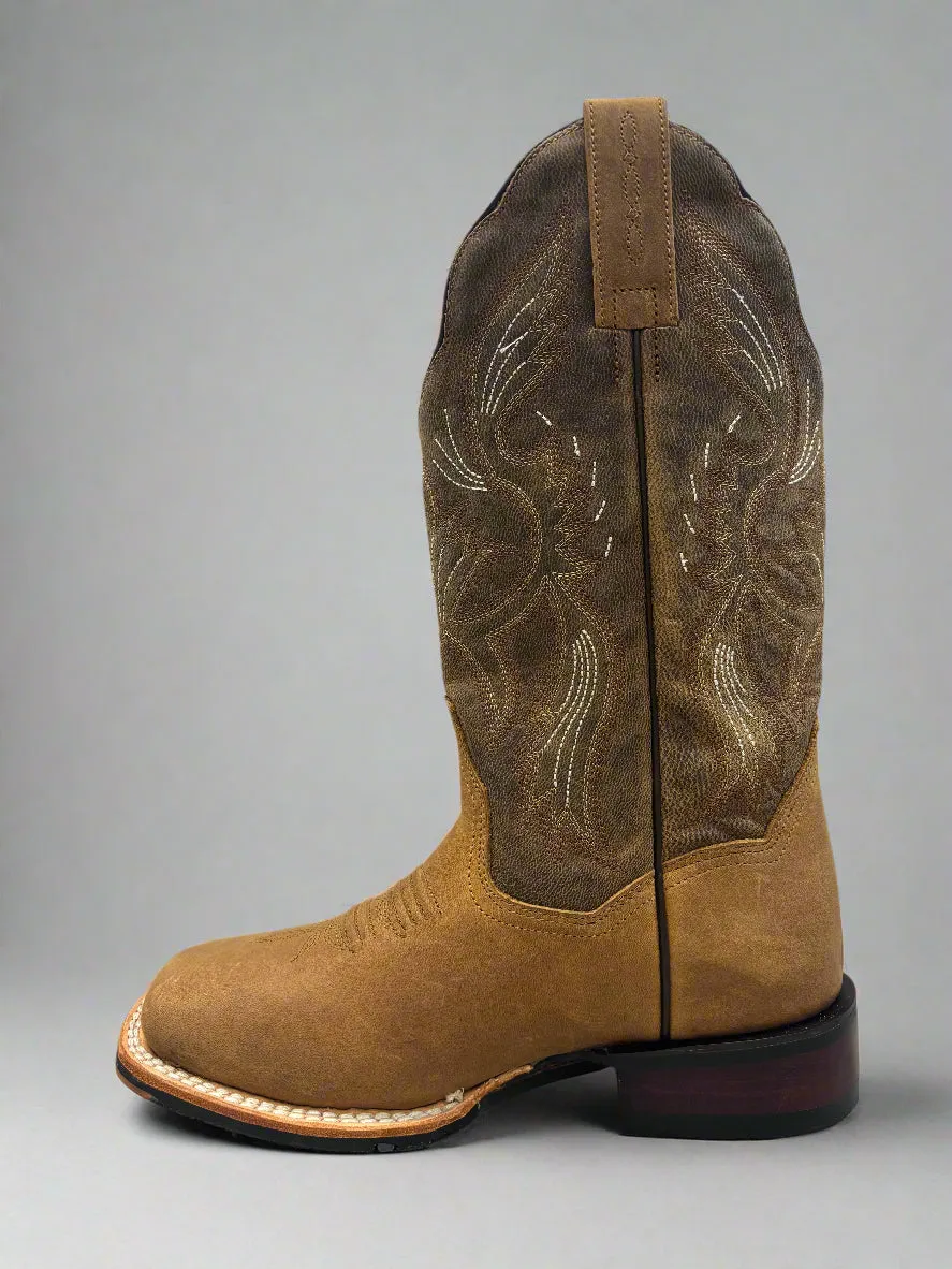 Dan Post Women's Jillian Brown On Tan Square Toe Western Cowgirl Boots DP5207 Anti blister Sturdy Construction