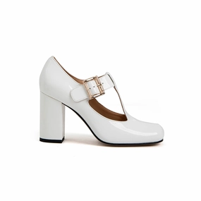 Structured Fit Water Wall Hilary T-Strap Mary Jane Shoes Square Toe Heels