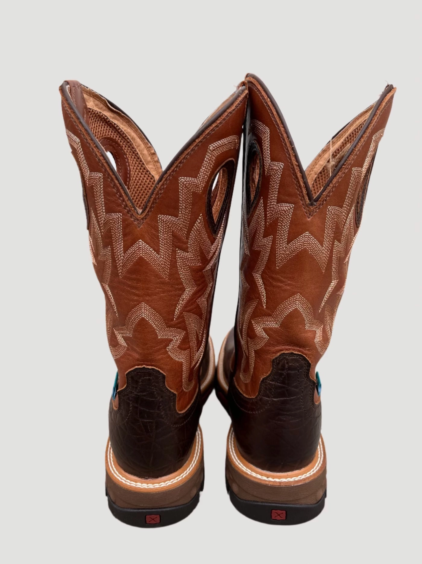 Long Walk Trail Ready Footwear Twisted X Men's CellStretch Brown/Burnt Orange Waterproof Western Work Boots MXBW002