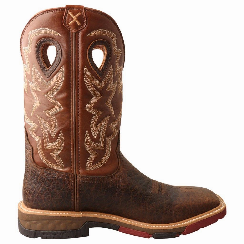 Road Trip Premium Comfort Twisted X Men's CellStretch Brown/Burnt Orange Waterproof Western Work Boots MXBW002