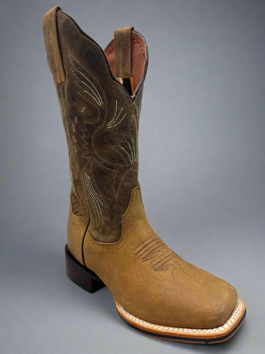 Anti microbial Dan Post Women's Jillian Brown On Tan Square Toe Western Cowgirl Boots DP5207