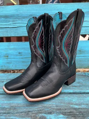 Cozy Lined Ariat Women's PrimeTime True Black Square Toe Cowgirl Boots 10035934