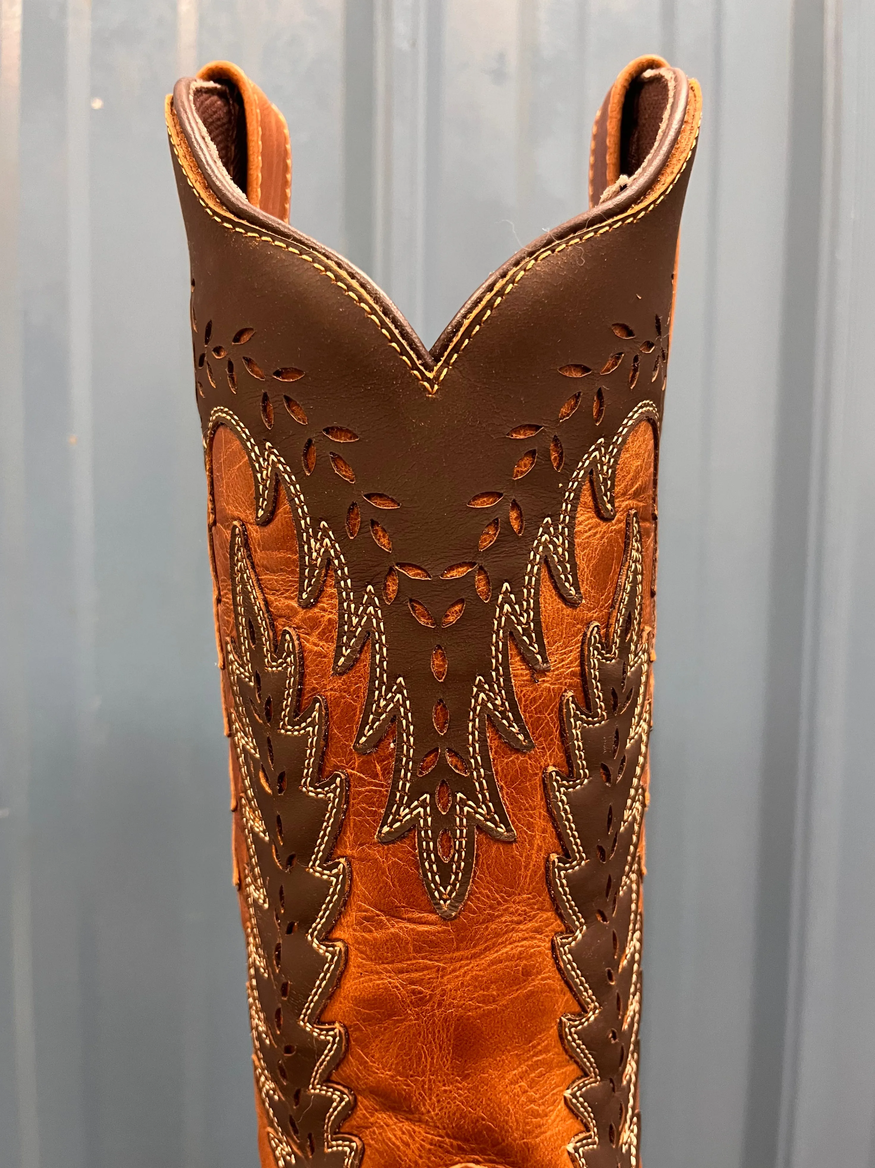 Multi-Purpose Comfort Water Guard Laredo Women's Honey & Brown Farah Laser Cut Snip Toe Western Cowgirl Boots 52213