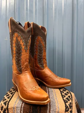 Laredo Women's Honey & Brown Farah Laser Cut Snip Toe Western Cowgirl Boots 52213 hiking adventure Snow protection