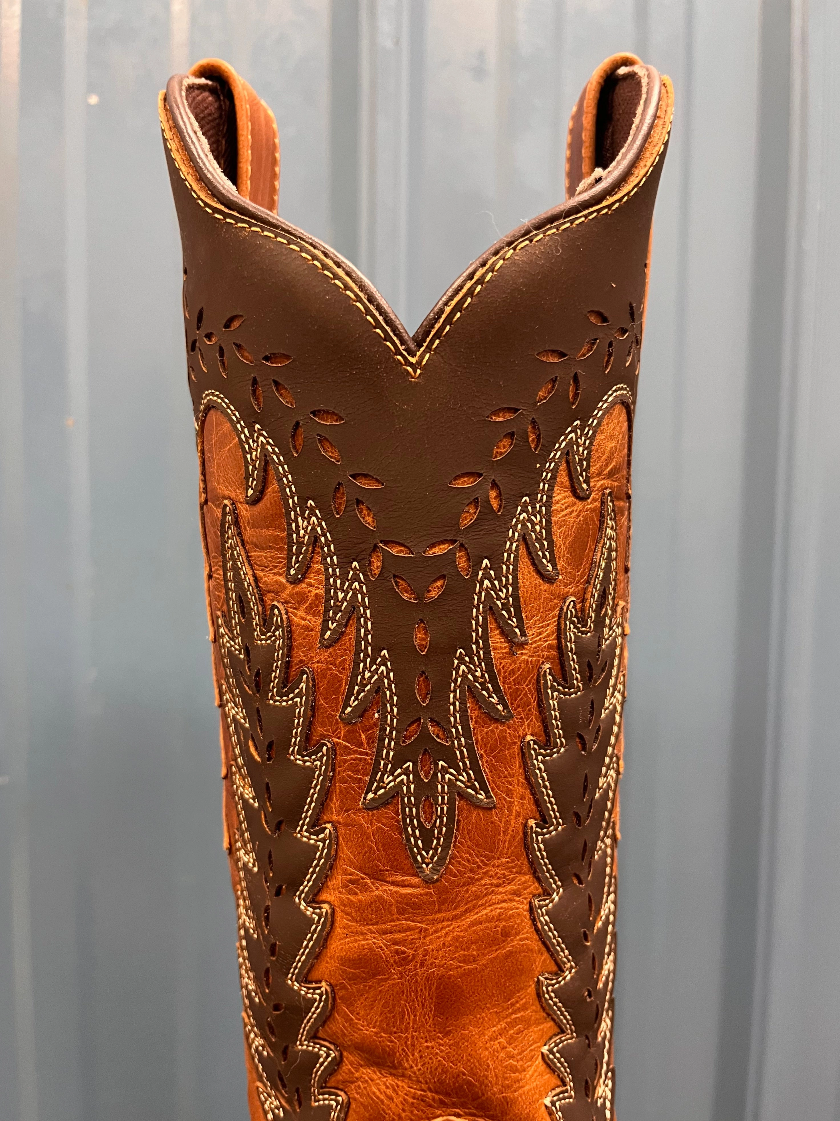 Multi-Purpose Comfort Water Guard Laredo Women's Honey & Brown Farah Laser Cut Snip Toe Western Cowgirl Boots 52213