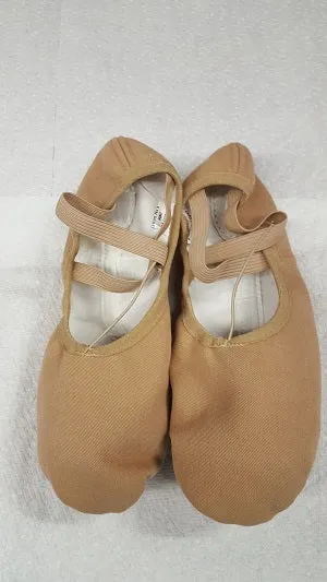 White Clean Matte Edge Wendy -- Canvas Split Sole Ballet -- Jazzy Tan