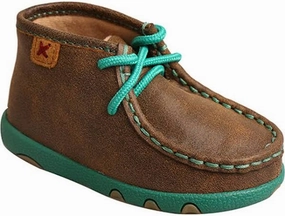 Twisted X Infant & Toddler Bomber Leather & Teal Driving Mocs Baby Shoes ICA0008 On-the-Go Wear Outdoor Chore