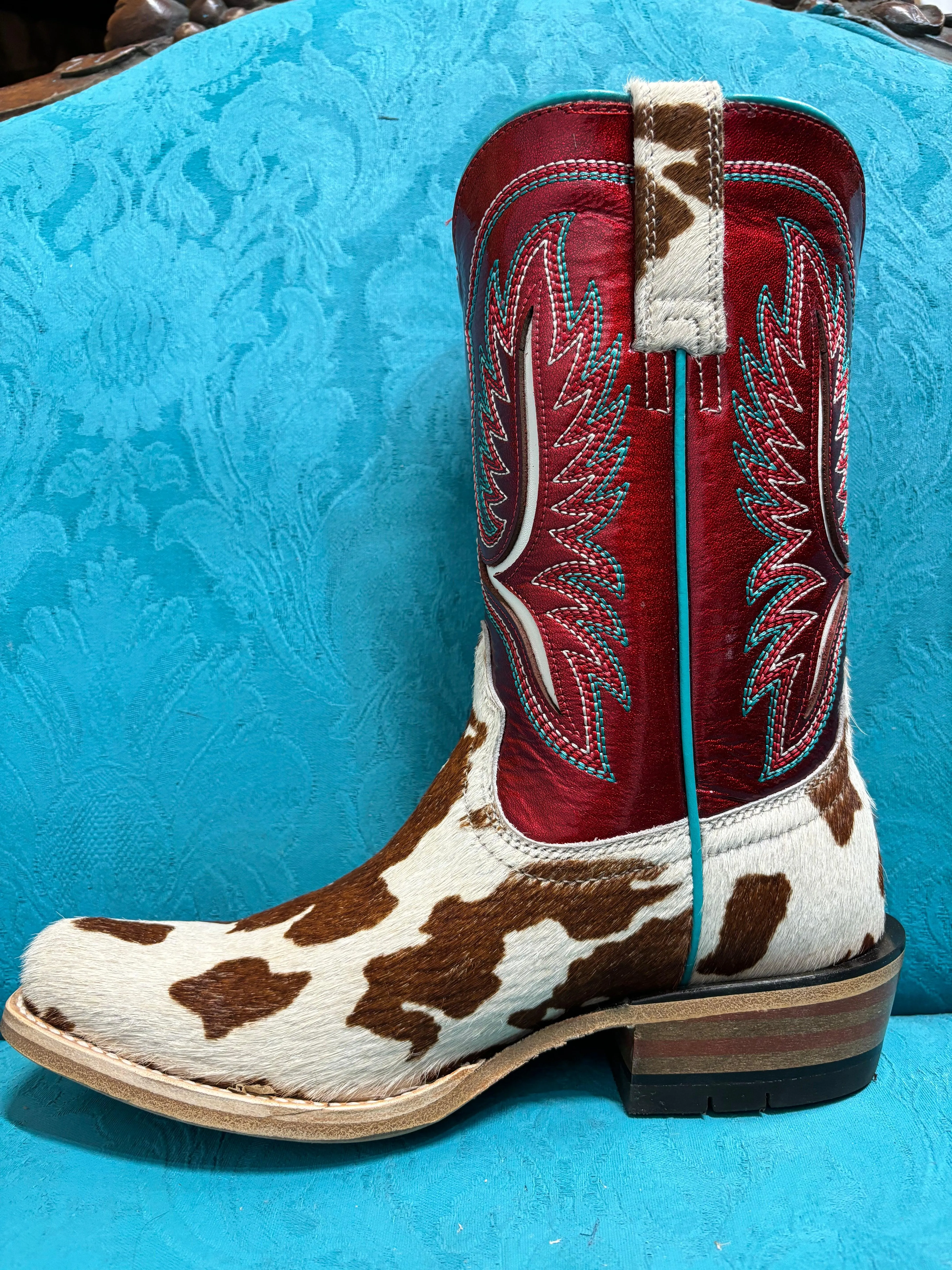 Stain Resistant Stage Show Ariat Women's Futurity Colt Cowtown Hair-On & Ruby Red Patent Western Cowgirl Boots 10051020