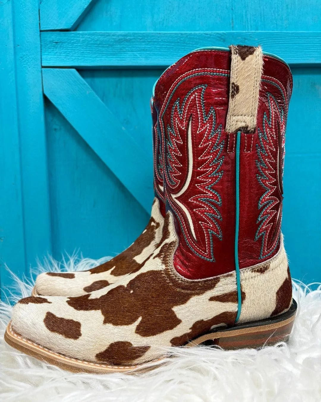 Ariat Women's Futurity Colt Cowtown Hair-On & Ruby Red Patent Western Cowgirl Boots 10051020 Business Meeting Comfortable Step