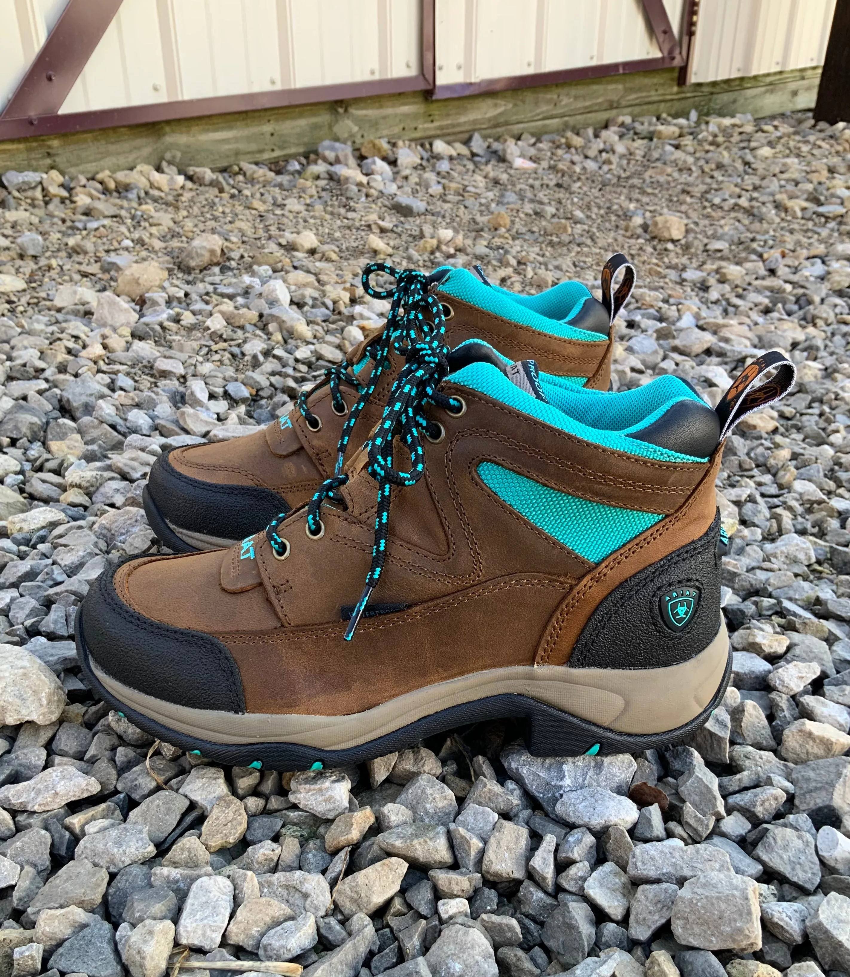 Ariat Women's Terrain H2O Waterproof Weathered Brown & Turquoise Lace Up Shoe 10042538 Snow-Trekking Shoes