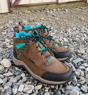 Ariat Women's Terrain H2O Waterproof Weathered Brown & Turquoise Lace Up Shoe 10042538 Frostproof Gear