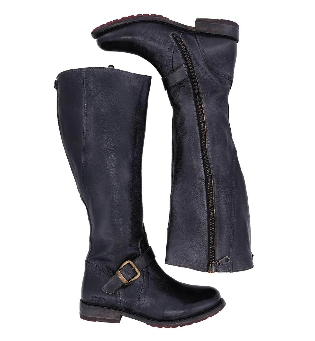 Wedding Reception Bed Stu Women's Glaye Black Rustic Wide Calf Leather Tall Boots F315406BKRS
