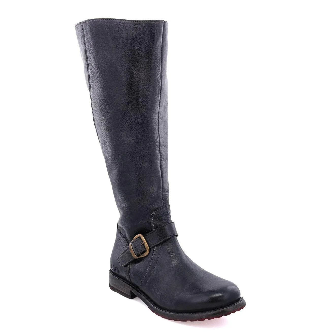 Practical Style Bed Stu Women's Glaye Black Rustic Wide Calf Leather Tall Boots F315406BKRS