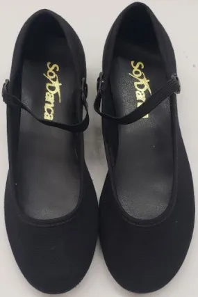 1" Ginger Jr. -- Children's Canvas Ballroom Shoe -- Black Shiny Tone