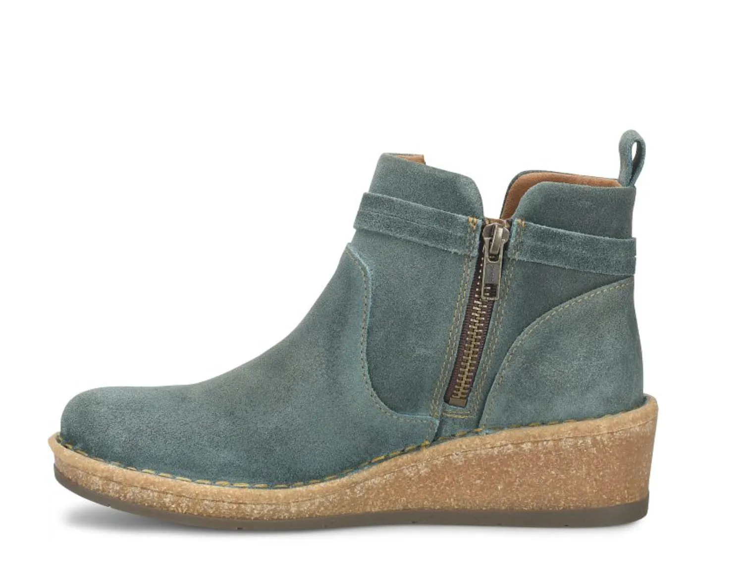 Born Women's Vaughn Teal Blue (Ottanio) Distressed Suede Leather Wedge Shoe BR0062321 Oil-Resistant Training Ground