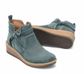Daily Function Multi-Purpose Born Women's Vaughn Teal Blue (Ottanio) Distressed Suede Leather Wedge Shoe BR0062321