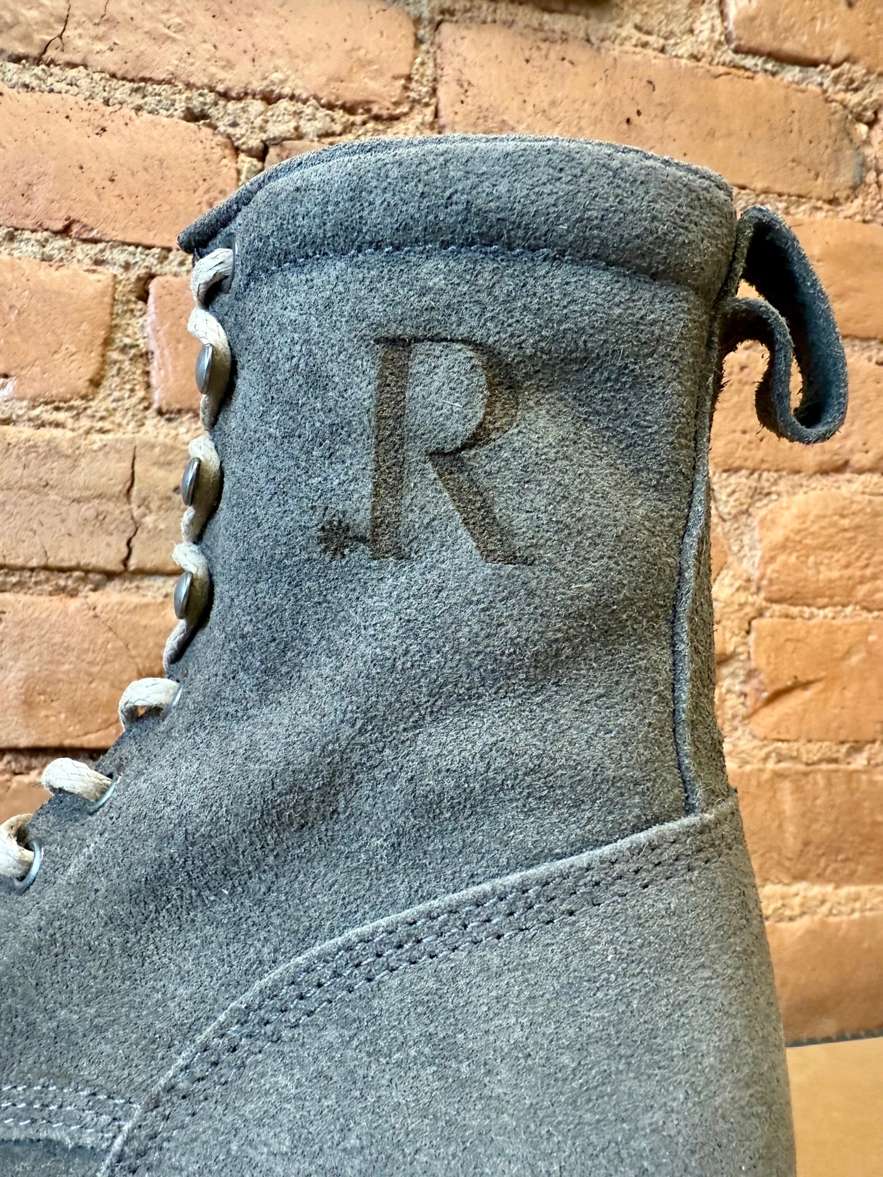 Hiking Essential R. Watson Women's Charcoal Grey Roughout Square Toe Lacer Boots Roper Boots RWL8914-2