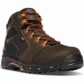 Danner Men's Vicious Met Guard 4.5" Brown/ Orange Waterproof Work Boot 13855 Step Control athlete