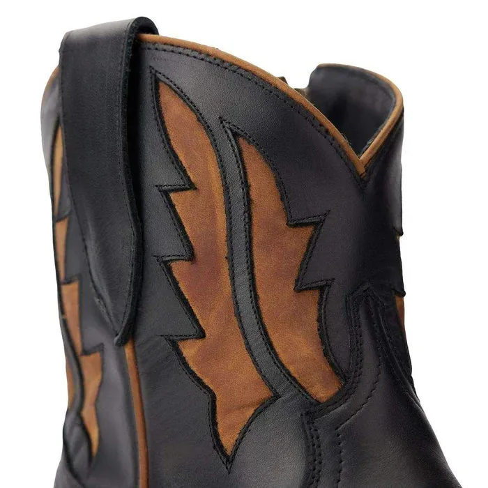 Casual Adventure Lane Boots Womens Jet Black & Caramel Walk the Line Cowgirl Bootie Short Boots LB0478F