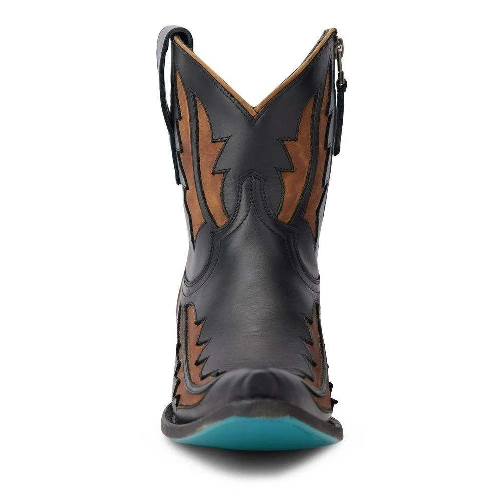 Lane Boots Womens Jet Black & Caramel Walk the Line Cowgirl Bootie Short Boots LB0478F Stability Base