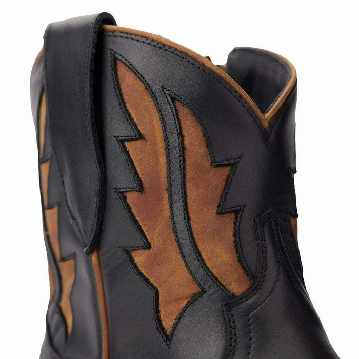 Casual Adventure Lane Boots Womens Jet Black & Caramel Walk the Line Cowgirl Bootie Short Boots LB0478F