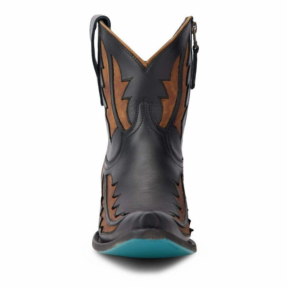 Lane Boots Womens Jet Black & Caramel Walk the Line Cowgirl Bootie Short Boots LB0478F natural materials